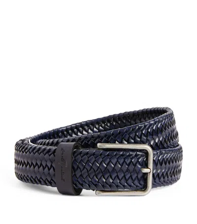 7 For All Mankind Woven Leather Belt In Blue