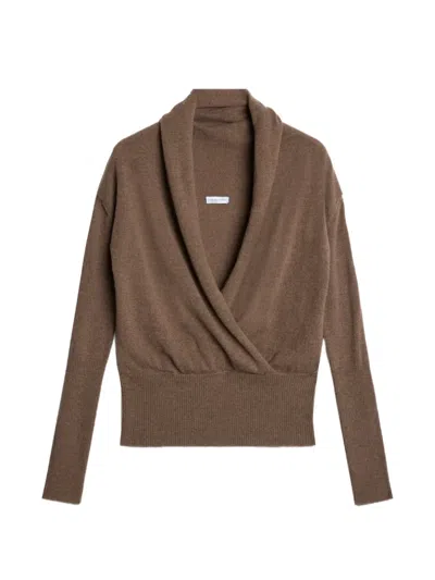 7 For All Mankind Wrap V-neck Sweater In Brown