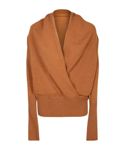 7 For All Mankind Wrap V-neck Sweater In Brown