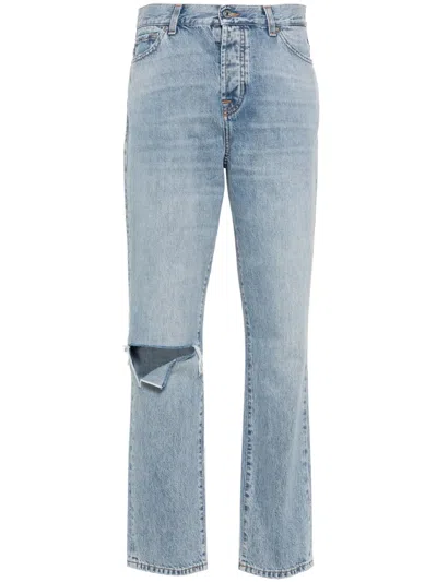 7 For All Mankind X Chiara Biasi Low-rise Straight-leg Jeans In Blue