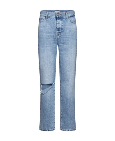 7 For All Mankind X Chiara Biasi Low-rise Straight-leg Jeans In Blue