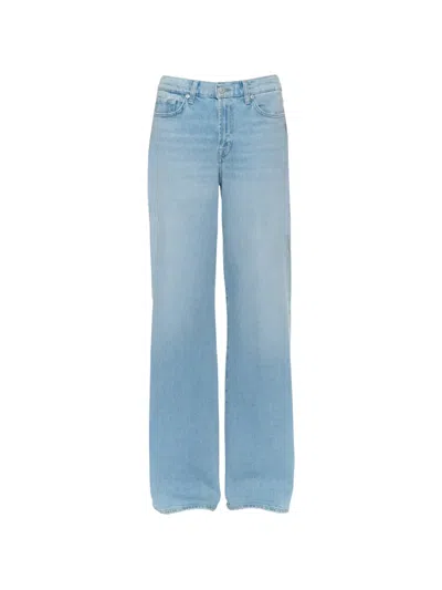 7 For All Mankind Zip Fly Wide-leg Jeans In Blue