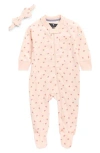 7 For All Mankind Zip Footie & Headband Set In Pink