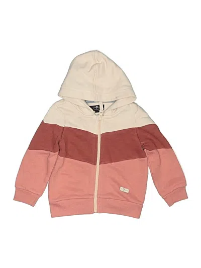 Pre-owned 7 For All Mankind Kids' Zip Up Hoodie In Pink
