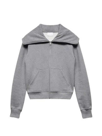 7 For All Mankind High-neck Full-zip Sweatshirt In Gray