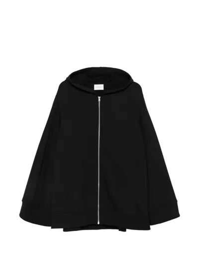 7 For All Mankind Oversized Zip Front Hooded Cape Jacket In Black