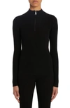 Moncler Quarter Zip Mock Neck Sweater In Black