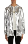 Moncler Jubba Hooded Metallic Shell Jacket In Silver