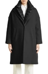 Herno Double Face Wool Blend Coat With Removable Down Liner In 9300 Nero