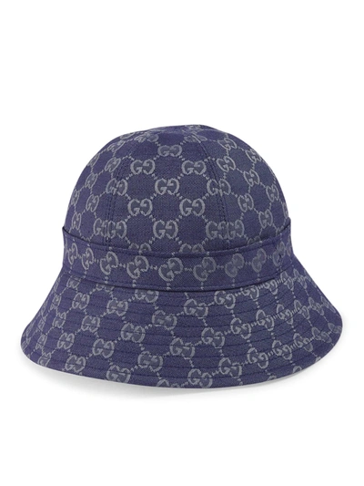 Gucci Gg Supreme Cotton Bucket Hat In Blue