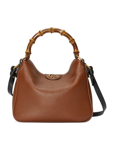 Gucci Small Diana Leather Shoulder Bag In Brown