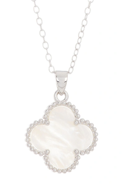 Adornia White Quatrefoil Necklace White Rhodium Silver