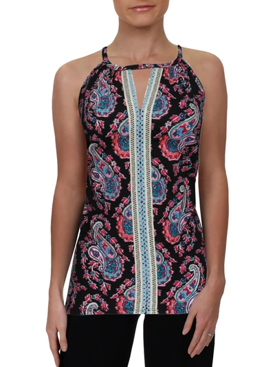 Single Thread Womens Printed Embroidered Halter Top In Multi