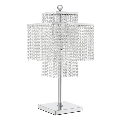 Finesse Decor Table Lamp Square Crystal Double Crown In Silver