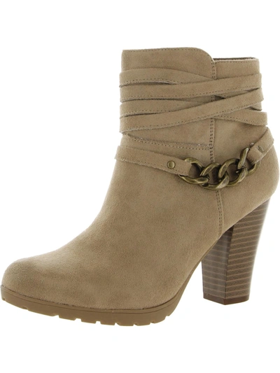 White Mountain Sammuel Womens Faux Suede Stacked Heel Ankle Boots In Multi