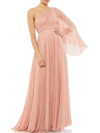 Mac Duggal Sequin Cape Sleeve One-shoulder Gown In Pink