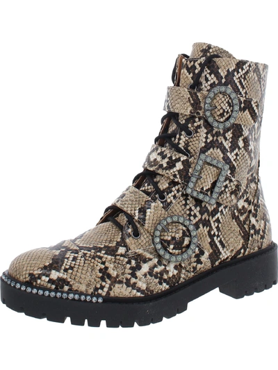 Jessica Simpson Kirlah  Womens Leather Buckle Combat Boots In Multi