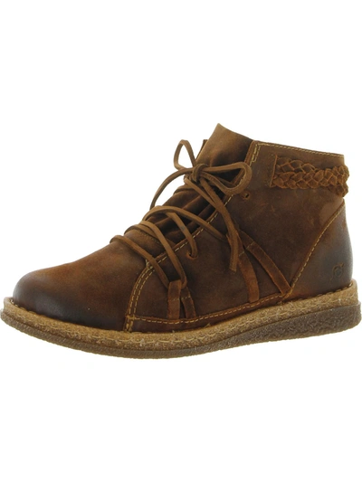 BORN TEMPLE II WOMENS DISTRESSED LEATHER ANKLE BOOTS