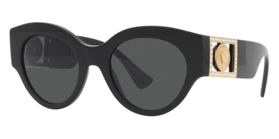 Versace 0ve4438b Sunglasses In Black / Dark / Gold / Gray / Grey
