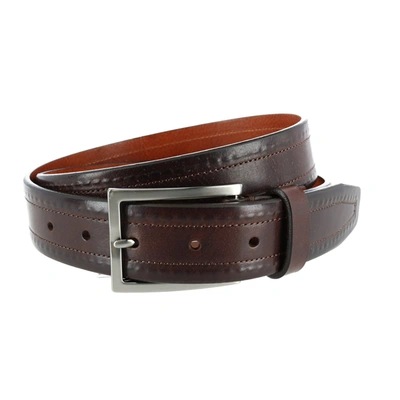 Trafalgar Wesley Covered Stitch Casual Leather Belt In Brown