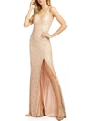 MAC DUGGAL WOMENS SEQUINED MAXI EVENING DRESS