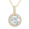 Pompeii3 1 1/4ct Halo Diamond Moissanite Pendant Necklace 18" 14k Yellow Gold (1/3" Tall) In Silver