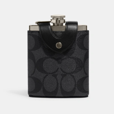 Coach Outlet Flask In Signature Canvas In Grey