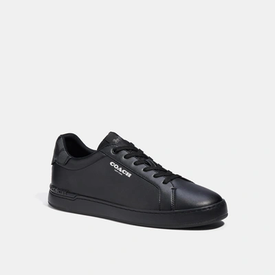 Coach Outlet Clip Low Top Sneaker With Signature Canvas In Black