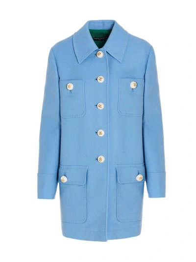 Dolce & Gabbana 4 Pocket Pearl Buttoned Coat In Blue