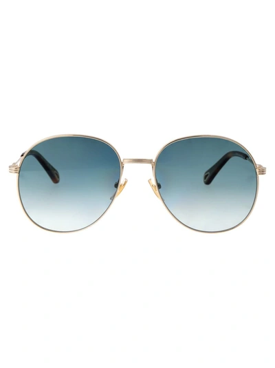 Chloé Chloe Sunglasses In 004 Gold Gold Green