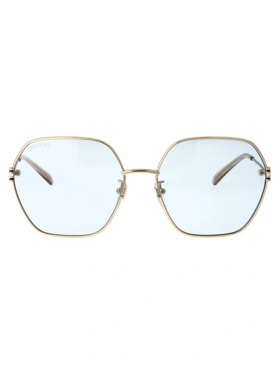 Gucci Sonnenbrille Mit Geometrischem Gestell In 004 Gold Gold Light Blue