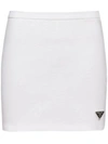Prada Logo-plaque Cotton Miniskirt In Bianco