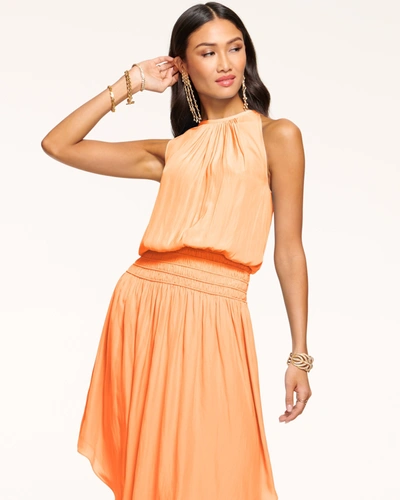 Ramy Brook Audrey Smocked Midi Dress In Peach