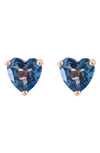 Effy 14k Rose Gold Heart London Blue Topaz Stud Earrings In Blue