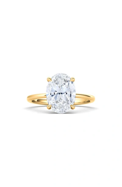 Hautecarat Oval Cut Lab Created Diamond 18k Gold Ring In 18k Yellow Gold