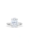 Hautecarat Oval Cut Lab Created Diamond 18k Gold Ring In 18k White Gold
