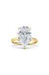 Hautecarat Pear Cut Lab Created Diamond 18k Gold Ring In 18k Yellow Gold