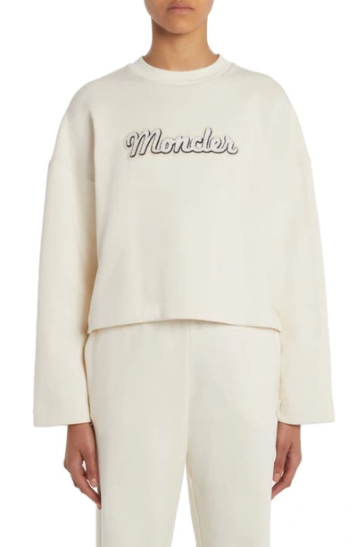 Moncler Printed Cotton-blend Sweatshirt In Off White