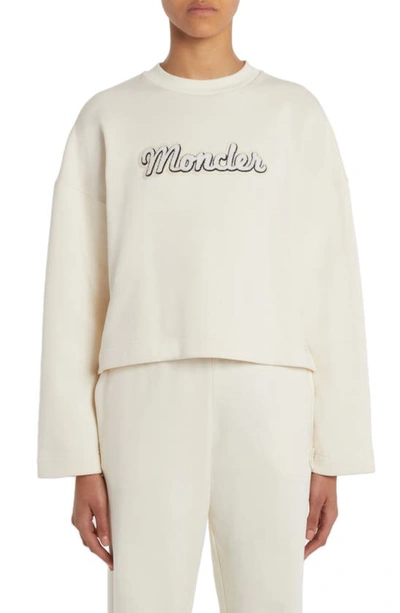 Moncler Logo刺绣棉卫衣 In White