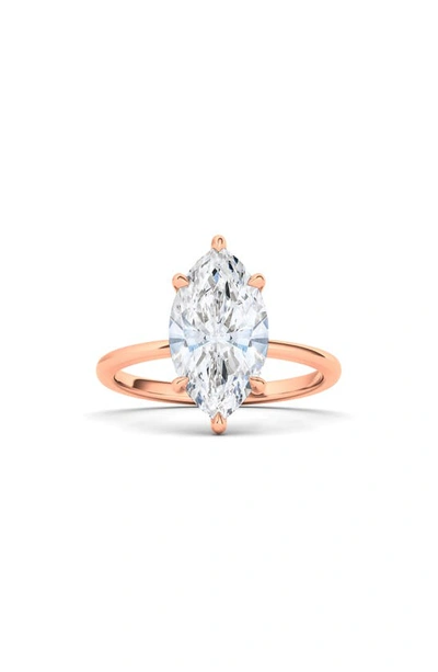 Hautecarat Marquise Cut Lab Created Diamond 18k Gold Ring In 18k Rose Gold