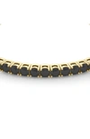 Hautecarat Round Cut Lab Created Black Diamond 18k Gold Tennis Bracelet In 18k Yellow Gold