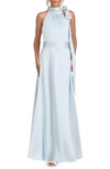 Sachin & Babi Kayla Tie High Neck Gown In Ice Blue