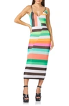Afrm Amina Printed Rosette Mesh Dress In Geo Stripe