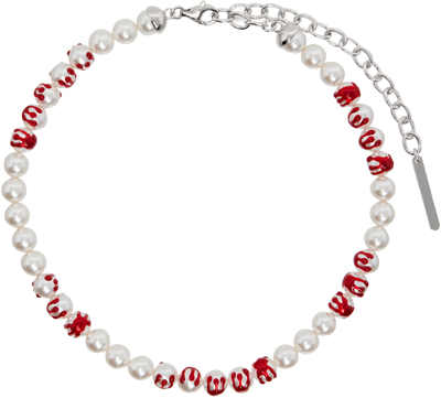 Shushu-tong Ssense Exclusive White & Red Yvmin Edition Pearl Necklace In Wh100 White