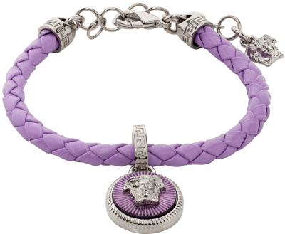 Versace Medusa Head Leather Bracelet In Violett