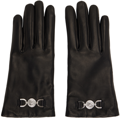 Versace Medusa Leather Gloves In New