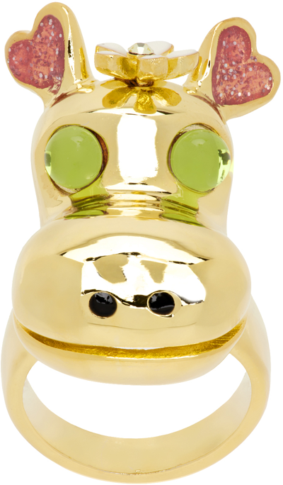 Collina Strada Gold Hippo Ring In Gold Lime