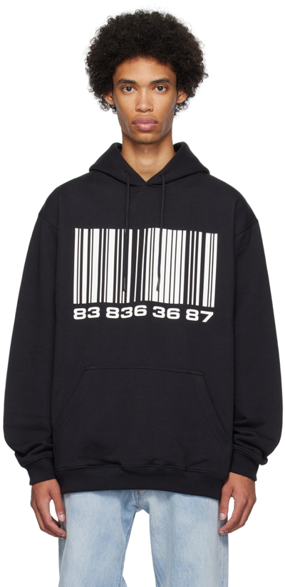 Vtmnts Contrasting Prints Oversized Hooded Sweatshirt In Black