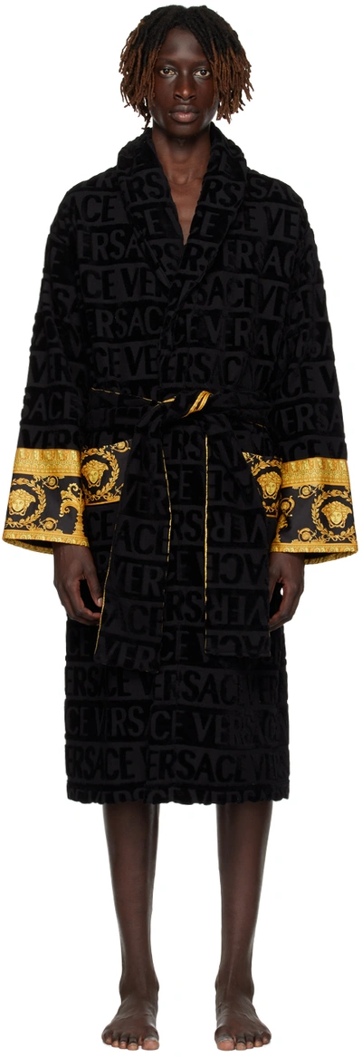 Versace Black 'i Heart Baroque' Dressing Gown In Z4800