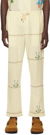 HARAGO OFF-WHITE EMBROIDERED TROUSERS